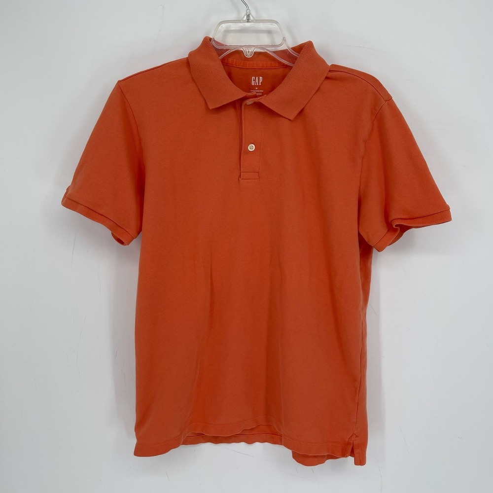 Gap Men's Orange Stretch Pique Collared Short Sleeve Golf Polo Shirt Size M